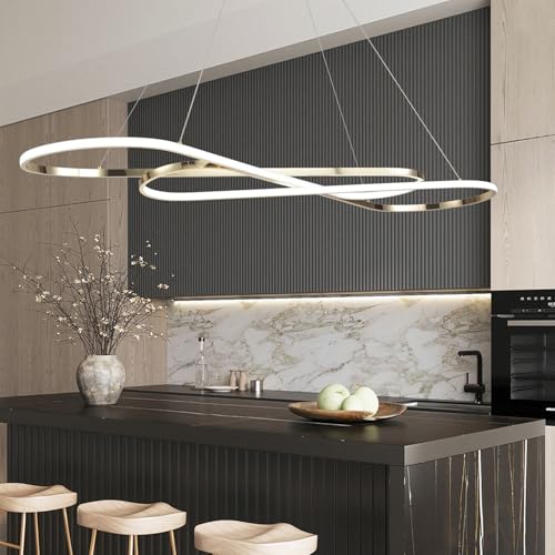 Gold Modern LED Pendant Chandelier Light - color: Electroplated Gold, size: 59.06in