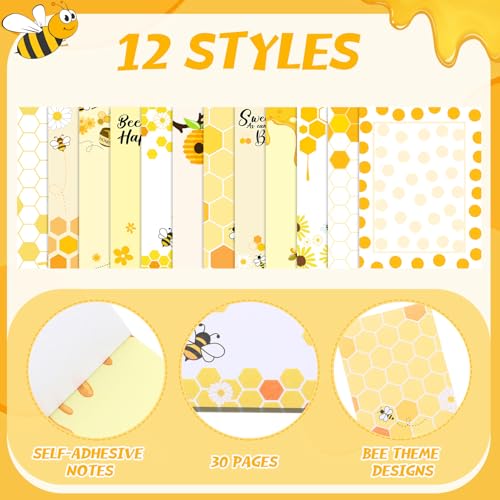 Chiisong 12 Pcs Bee Sticky Notes Gifts Notepad for Women - style: Bee Style