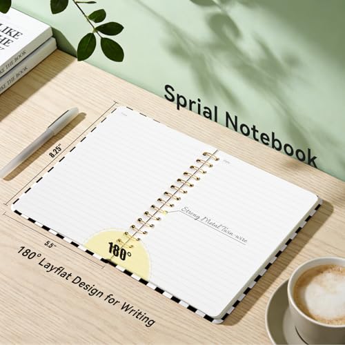 Lined Spiral Journal Notebook for Work,160 Pages,Black and White Checkered - color: Black and White Checkered Pattern
