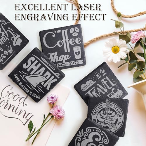 60 PCS Slate Coasters for Laser Engraving, Natural Stone Drink Coaster Bulk - color: 60 Pieces