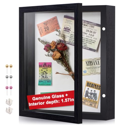 8x10 Black Deep Shadow Box Picture Frame with HD Clear Glass - color: Black, size: 8x10