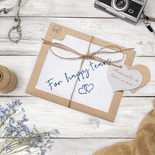 Wedding Handkerchief, Something Blue for Bride, Mother of Bride Gift - color: For Happy Tears, style: Brown Envelope