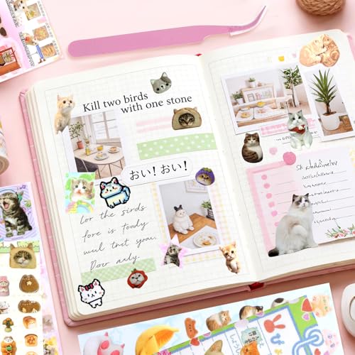 800+ Cat Sticker Book, 30 Sheets Meme Stickers for Scrapbook Journal - color: Ak