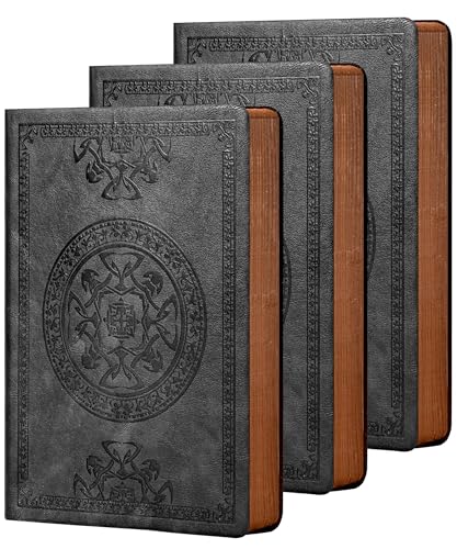 CAGIE Leather Journal for Men Women Vintage Notebook Diary, A5, 3 Pack - color: Black 3pc, size: A5
