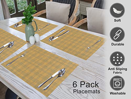 Ruvanti Placemats Set of 6, 100% Cotton Place Mats of 13"x19" – Wet Net - color: Wet Net