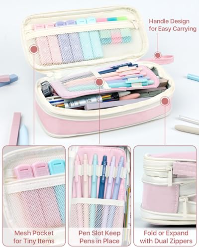 Four Candies 56PCS School Supplies with Pencil Case, Stationery Set, Pink - color: Pink
