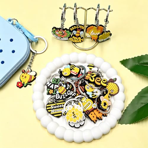 Cute Keychains Bulk, Keychain Charms Key Chain Trinkets Backpack Charms Accessories Keyring for Classroom Prizes - color: Honey Bees