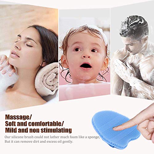 1 Pack Soft Silicone Shower Brush,Bath Exfoliating Skin Massage Scrubber - color: Purple
