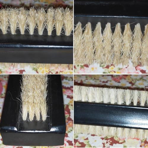 NewFerU Wooden Nail Brush Cleaner Black with 100% Natural Boar Bristles - color: Black Two-sided
