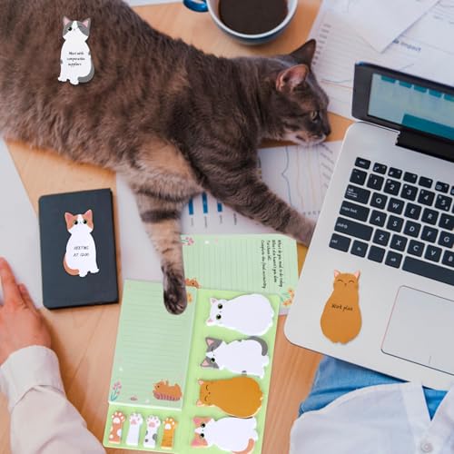 Cat Sticky Notes Set, 360 Sheets Cute Cartoon Animal Cat Self-Stick Notes Pads Cat Themed Memo Pads Cat Paw Page Markers Sticky Index Tabs for Cat Lovers Students Office School Supplies - style: Cat