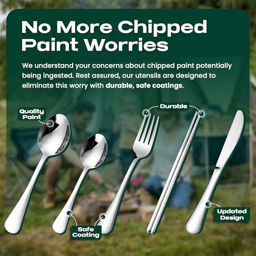 Travel Utensils With Case, 5 Pcs portable silverware set (Silver) - color: Silver, size: 5 Pieces