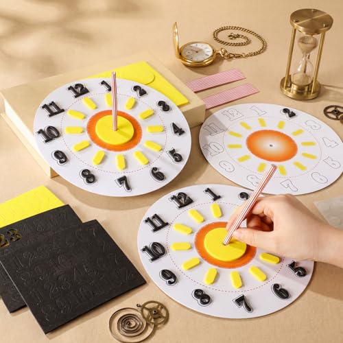 Ireer 24 Pcs DIY Sundial Craft Kit Educational Learning Teaches Time Solar Shadow Concepts Easy to Assemble for Home School Classroom Group Science Activity