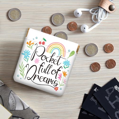 Peacoblue slogans and flowers Coin Purse,PU Leather Squeeze Pouch 4PCS - style: Slogans and Flowers