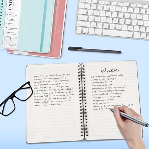 Lined Spiral Notebook for Women, A5 College Ruled Leather Spiral Journals - color: Light Gray, size: A5