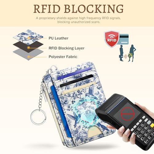 Kelvoris Credit Card Holder Small Wallet Women, Slim RFID, HummingBird - color: Bird
