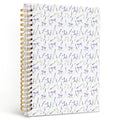 MOFUYU Purple Spiral Preppy Notebook,Floral Journals - color: Lavender(pink)