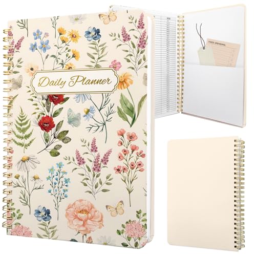 Undated Daily Planner - Spiral Notebook 80 Days One Day Per Page, Hourly Schedule, To-Do List, Notes, Everyday Planning Task, A5 Hardcover Journal Organizer Book Women Cute Aesthetic, Floral - color: Vintage Flower