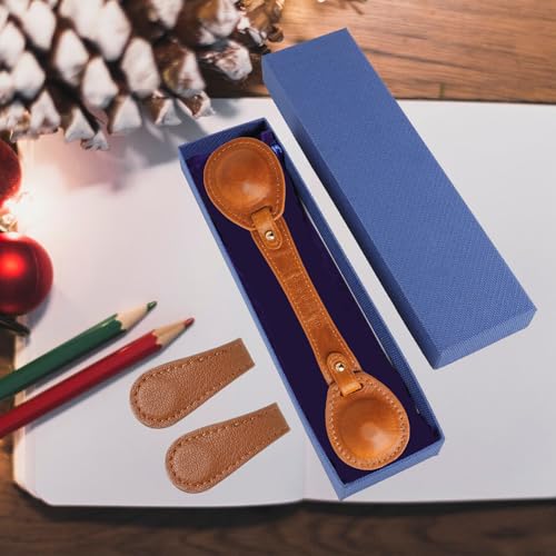 Leather Weighted Bookmarks Page Holder for Women Men, Magnetic Bookmarks for Reading, Book Accessories Gift for Book Lovers Teachers Writers Authors Poets (Brown) - color: Bm11+bph03-brown