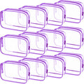 Weewooday 12 Pcs Clear Cosmetic Bags PVC Zipper,Medium,Purple - color: Purple, size: Medium