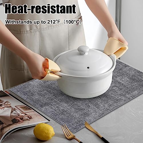 Homaxy PU Faux Leather Placemats for Dining Table, Set of 6, Black & White - color: Black & White