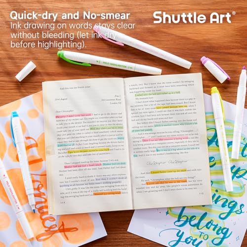 Shuttle Art Pastel Highlighters, 18 Colours Dual Tip Highlighters, Highlighter Markers Assorted Colours, Perfect for Colouring, Underlining, Highlighting, Journaling in School Office Home - color: 18 Colours