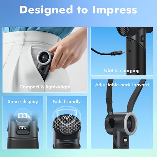 AMACOOL Portable Handheld Turbo Fan, Max 20 Hours Runtime, Gifts for Women - color: Black