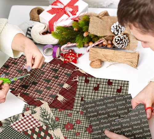 Christmas Scrapbook Paper Supplies 12×12,Vintage Christmas Deer Pattern Papers ,24 Sheets Double-Sided Christmas Scrapbooking CardStock Paper pad for Holiday Cardmaking DIY Junk Journal Papers. - color: Christmas Time