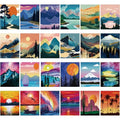 Sherr 24 Pcs Pre Drawn Canvas for Adult, Mountain, 8 x 10 Inch - size: 8 x 10 Inch, style: Mountain