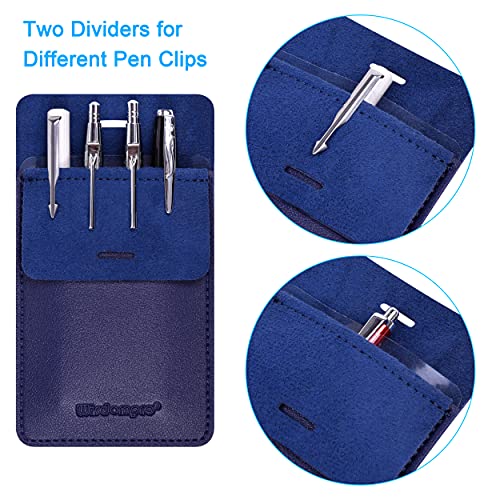 Wisdompro Pocket Protector, 3 Pack PU Leather Heavy Duty Pen Holder Pouch - color: Blue