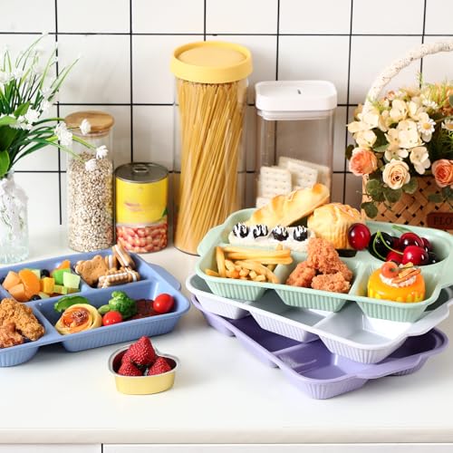 Pinkunn 8 Pcs 13'' Divided Plates for Adults Wheat Straw, Classic - color: Classic