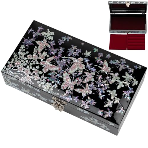 February Mountain Exquisite Mother of Pearl Jewelry Box: Korean Handcrafted Elegance for Special Occasions - style: Pink Butterfly
