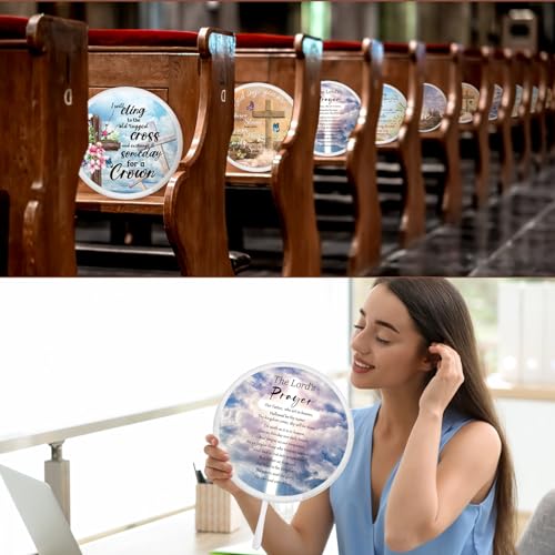 Tradder 50 Pcs Christian Church Fans Bulk Foldable Hand Fans, Stylish - style: Stylish
