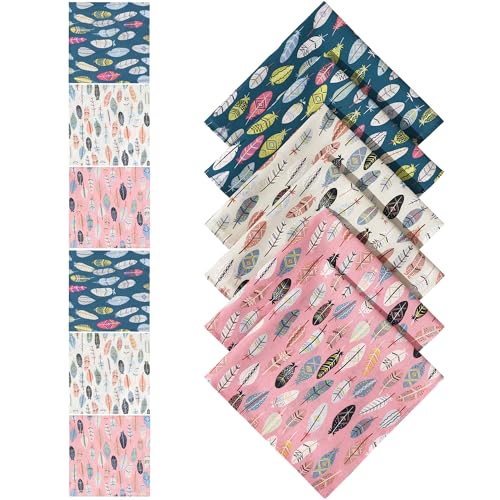 GREATEE Handkerchief for Women Cotton Floral Printed Ladies Cotton Hankies - color: Leaf-6pcs