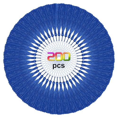 200pcs Bookmark Tassels Bulk 5 Inch Silky Soft Handmade Tassels for Crafts, DIY Jewelry Making, Gift Decorations,Royal Blue - color: Royal Blue