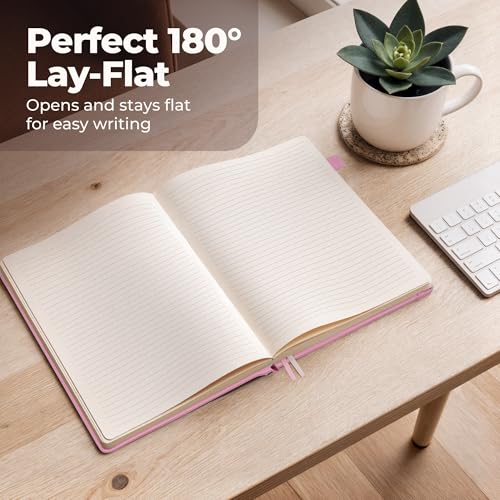 Classic Lined Journal Notebook 8.5x11" A4 Hardcover Leather - Pink Journal - color: Light Pink, size: A4 200 Pages