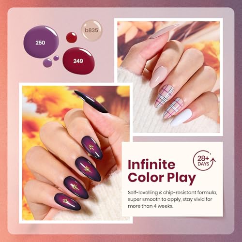 Beetles Fall Gel Nail Polish Set, Terra Dusk Glitter Plum Purple Gel Polish - color: A - Mixed Finishes | | Terra Dusk
