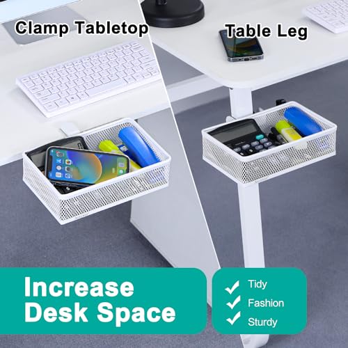 Under Desk Drawer, Clamp on Desk Organizer Under Table Hanging Desk Storage - style: White - Small