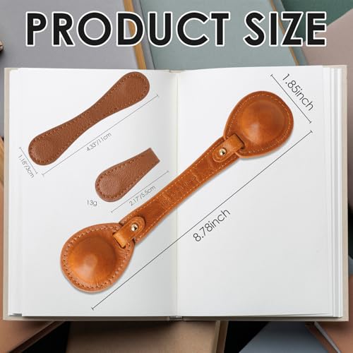 Leather Weighted Bookmarks Page Holder for Women Men, Magnetic Bookmarks for Reading, Book Accessories Gift for Book Lovers Teachers Writers Authors Poets (Brown) - color: Bm11+bph03-brown