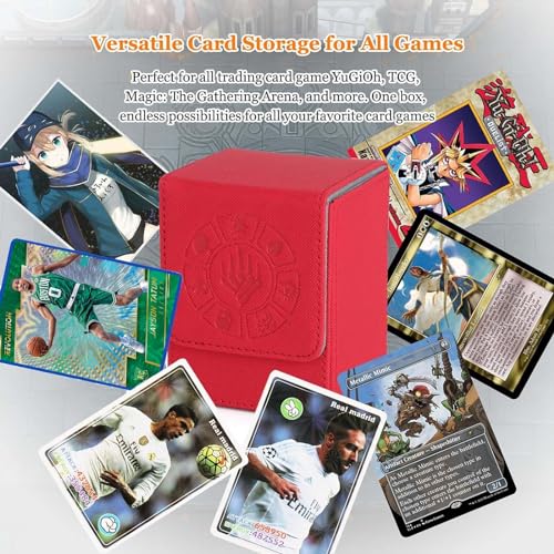 Arkeiliy MTG Deck Box 110+ Storage Sleeved Cards for Magic Commander - color: Red