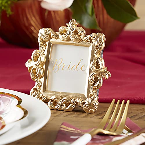 Kate Aspen Gold Baroque Royale Place Card & Photo Frame Set - 6 Count Decorative Wedding Registry Holders - style: Baroque