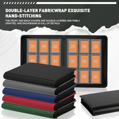 Toploader Binder, 9-Pocket 288 Cards Holder for 3"x4" Rigid Card Sleeves - color: 9Carbon Fiber Black