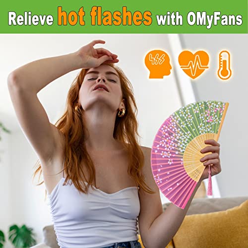 Hand Fan for Women Foldable - Folding Chinese Japanese Vintage Bamboo Silk Fan - Ideal for Hot Flashes, Church, EDM, Festivals, Dancing and Gifts (Sakura-Pink) - color: Sakura-pink