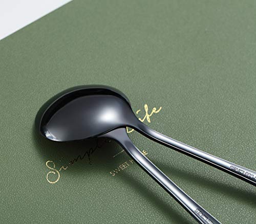 Kyraton 6-Piece Stainless Steel Round Spoons - Black Titanium Plated, Dishwasher Safe - color: 3. 6 pieces black