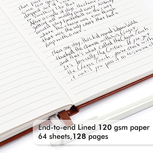 5 Pack Journal Notebook Bulk for School, Feela Hardcover Business Notebooks Classic Ruled Lined Journals with Pen Holder for Work Note Taking, with 5 Black Pens, 120 GSM, 5.1”x8.3”, A5, Brown - color: 5 Pack brown