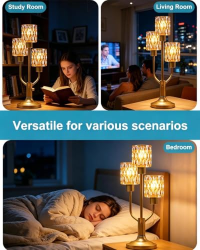 Lightdot Mid Century Modern Table Lamp Glod Glass Dimmable 3 Bulbs Included - color: 19-Gold-Amber-Cylinder