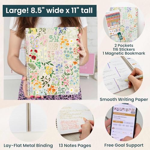bloom daily planners 2026-2027 Planner (8.5” x 11") 13 Month Academic Year Organizer (July 2026 - July 2027) - Weekly & Monthly Agenda Book with Stickers & Tabs - Garden Party, Beige - color: Garden Party 2026-27, size: 8.5" x 11"