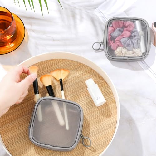 Weewooday 4Pcs Mesh Makeup Bag, Gray, Small, Classic - color: Gray, size: Small, style: Classic