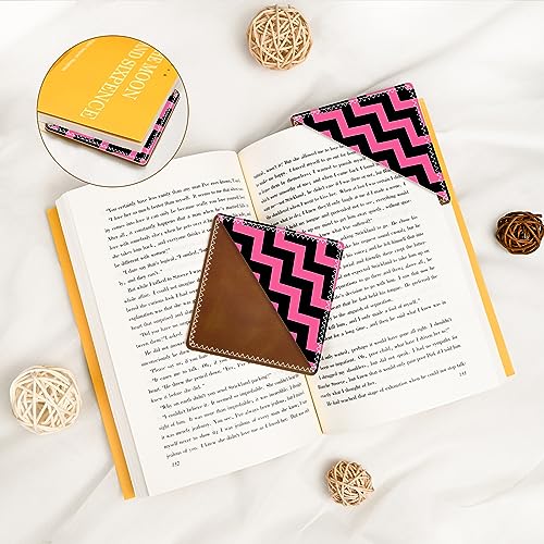 Personalized Leather Bookmarks, Fun & Cute Book Accessories for Reading Lovers, Unbreakable Page Markers for Women Men Girls Boys Student Teacher Kids Retirement Birthday Gifts (Black&Pink Stripes) - color: Black&pink Stripes