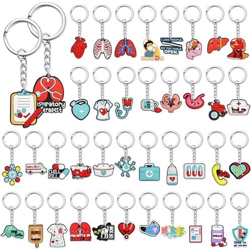 Cute Keychains Bulk, Keychain Charms Key Chain Trinkets Backpack Charms Accessories Keyring for Classroom Prizes - color: Nurse