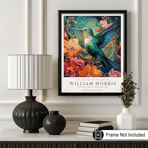 Poster Master William Morris Poster - Hummingbird Print - Flower Art - Botanical Art - Exhibition Artwork - Animal Piece - Floral Illustration - Farmhouse Creation - Colorful Bedroom Wall Decor - 8x10 UNFRAMED Wall Print - color: Style-02, size: 8"L x 10"